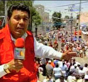 An announcer at the Passion in Iztapalapa