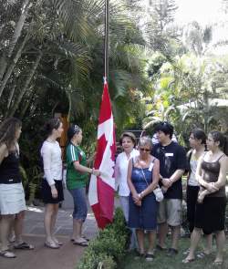 Canadian flag raising