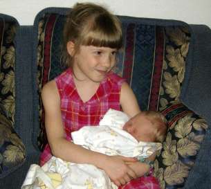 Hannah holding Bethany