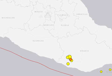 Earthquakes and Aftershocks 4.5+ in the last 7 days