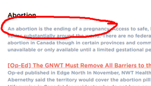 Definition of abortion at Action Canada.