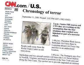 Updating news report from CNN on the 11th of September 2001