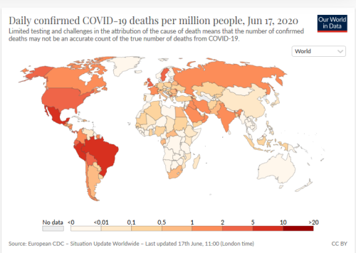 17 June 2020 - deaths from COVID-19 map