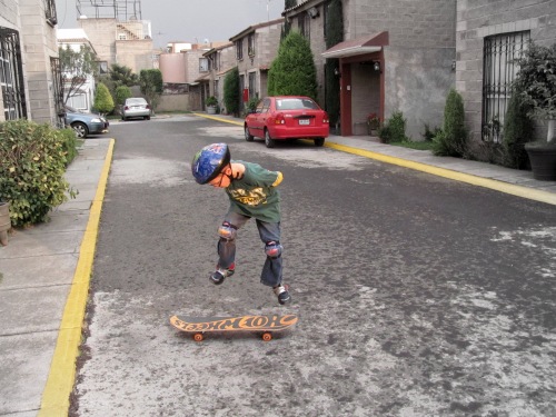 Nathanael and his skateboard, 2012.