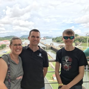 Shari, Jim and Nathanael at the Panama Canal