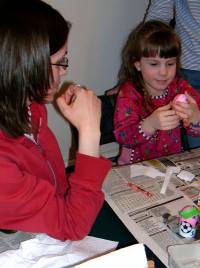 Decorating eggs - Aunt Amy and Hannah